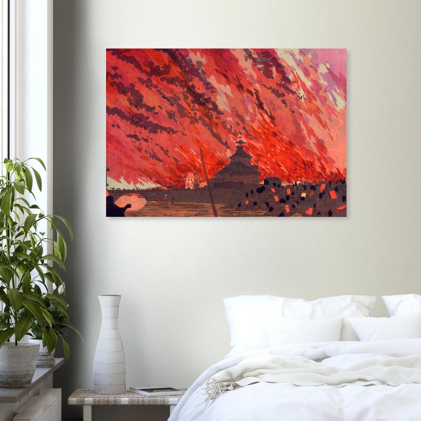 The Great Fire at Ryogoku Bridge by kobayashi kiyochika - Premium Matte Paper Poster