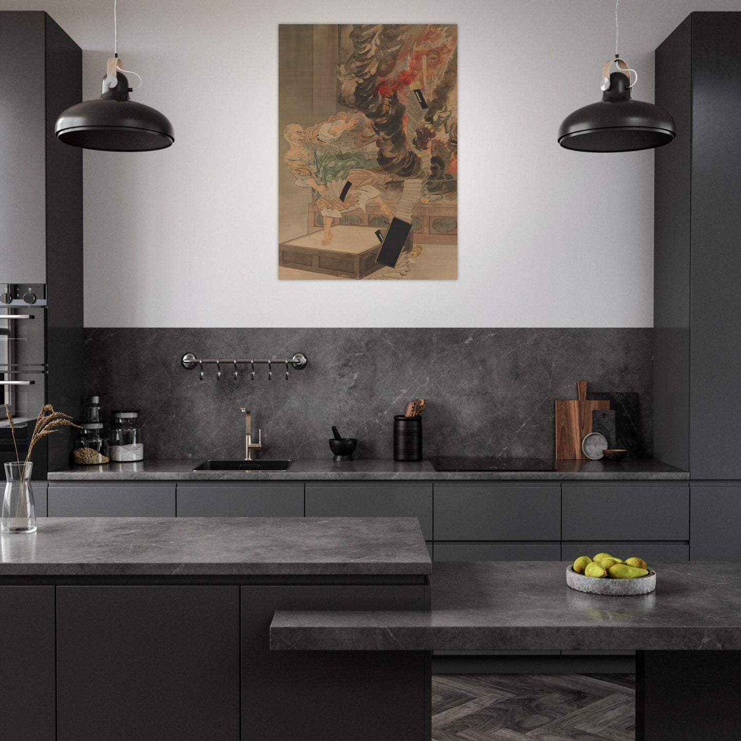 The Fury of Monk Raigo by kobayashi kiyochika - Wood Print