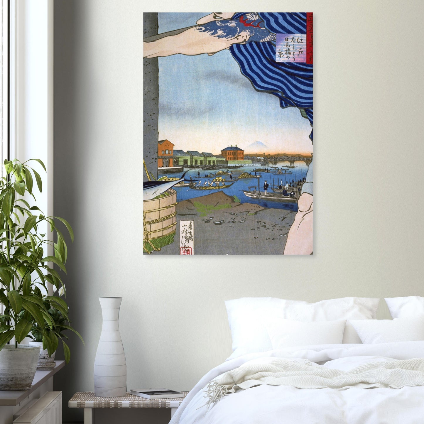 Drawn Fish Merchant Too Large by Kobayashi Kiyochika - Premium Matte Paper Poster