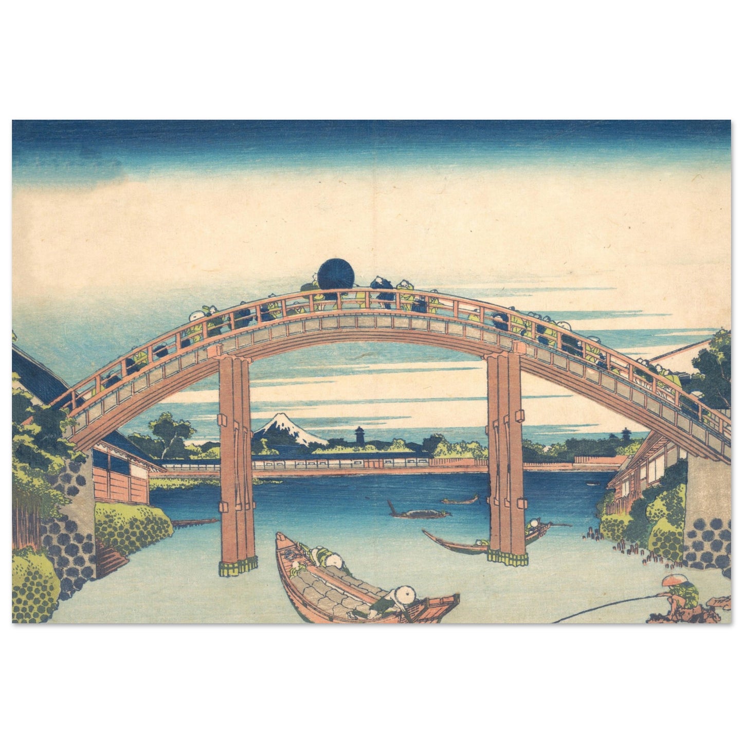 Under Mannen Bridge at Fukagawa by Katsushika Hokusai - Premium Matte Paper Poster