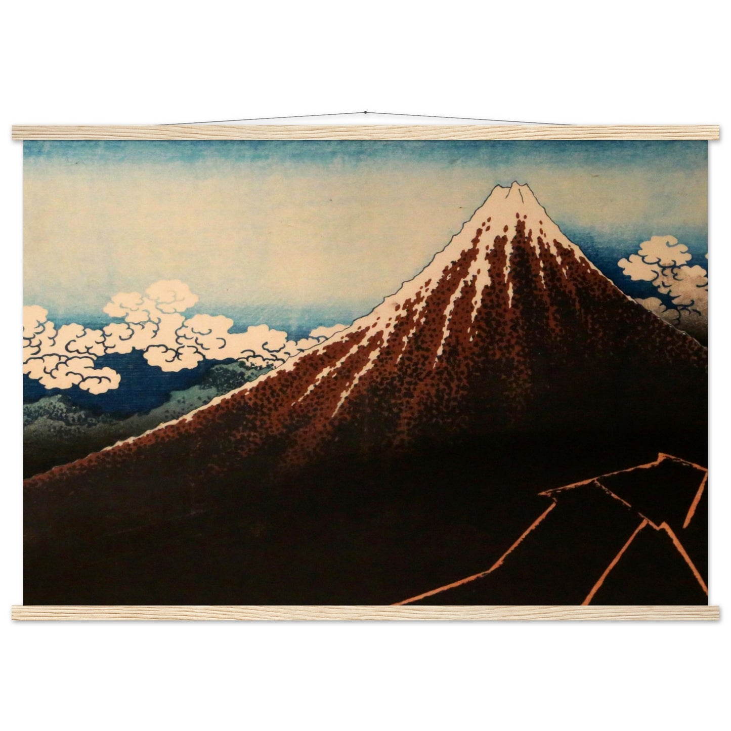 Thunderstorm Beneath the Summit by Katsushika Hokusai - Museum Quality Matte Paper Poster with Hanger