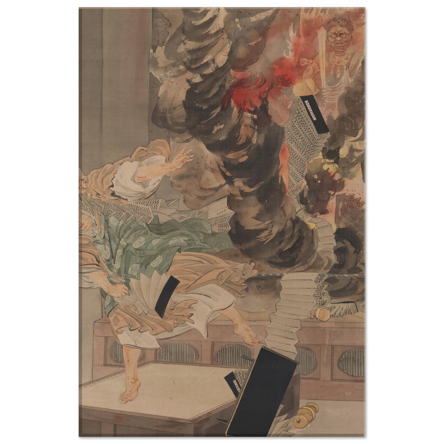 The Fury of Monk Raigo by kobayashi kiyochika - Canvas Print