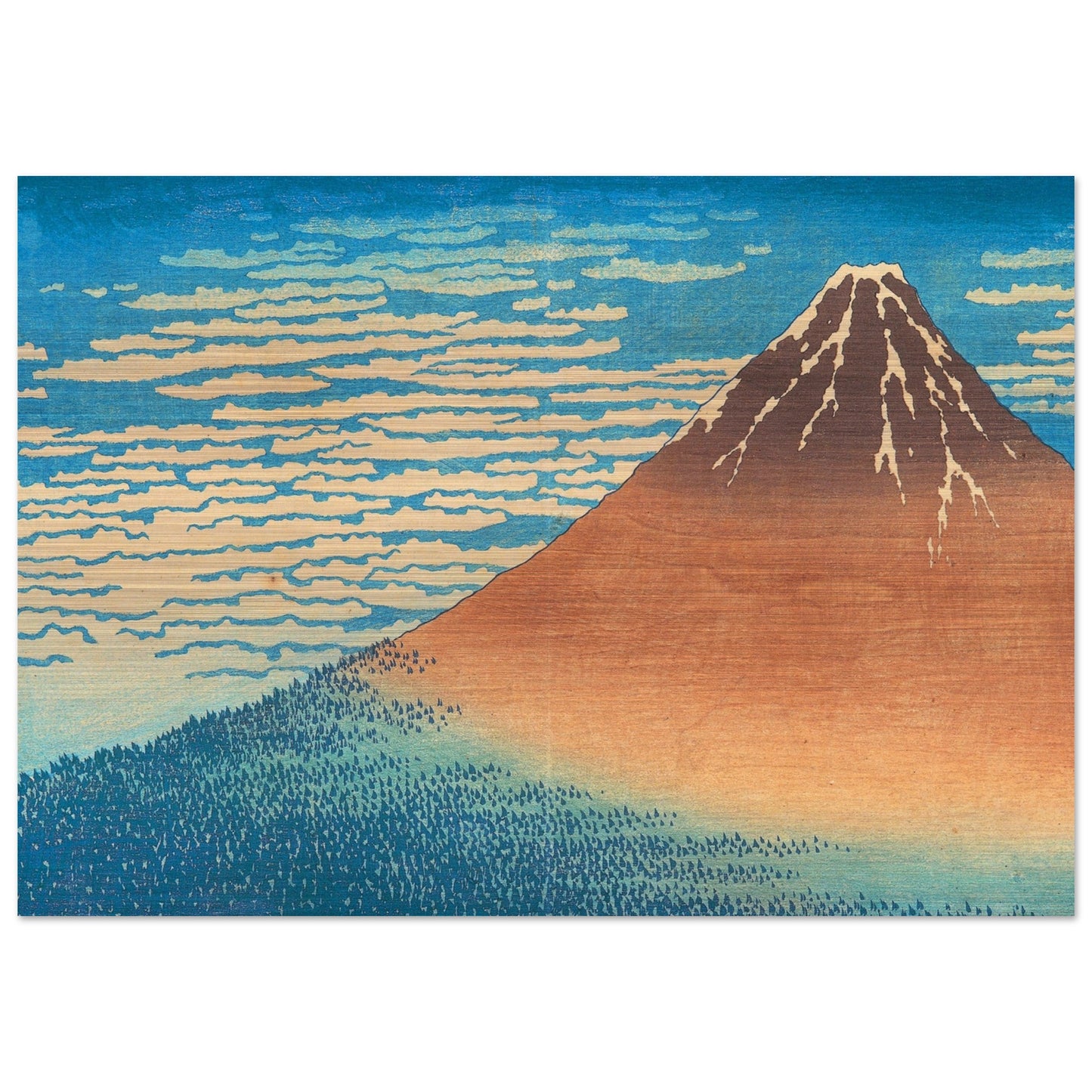 Fine Wind, Clear Morning by Katsushika Hokusai - Brushed Aluminum Print