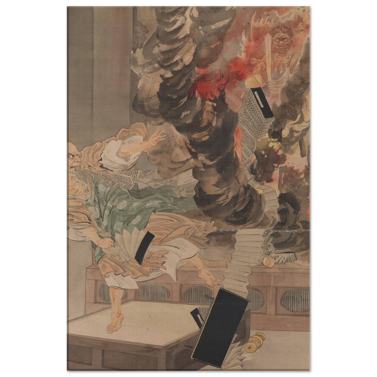 The Fury of Monk Raigo by kobayashi kiyochika - Canvas Print