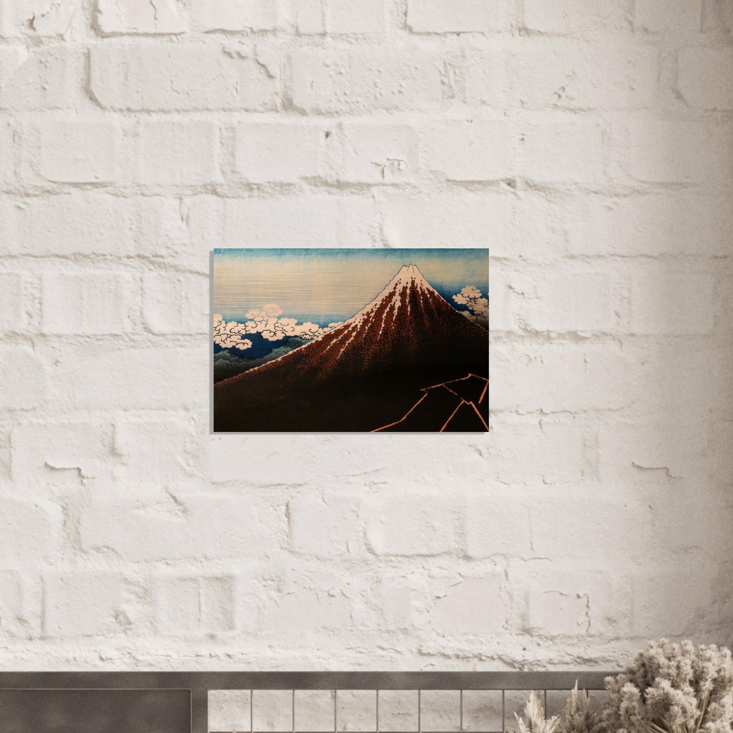 Thunderstorm Beneath the Summit by Katsushika Hokusai - Brushed Aluminum Print