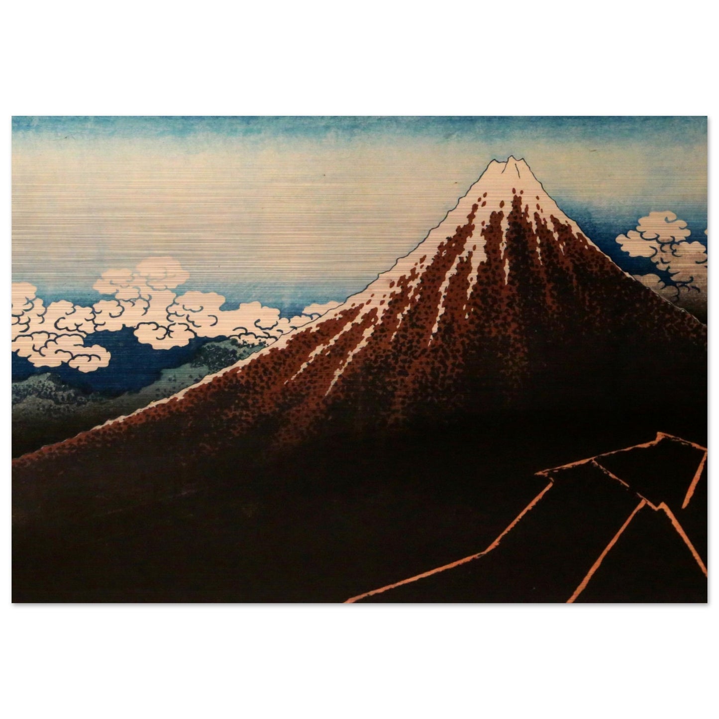 Thunderstorm Beneath the Summit by Katsushika Hokusai - Brushed Aluminum Print