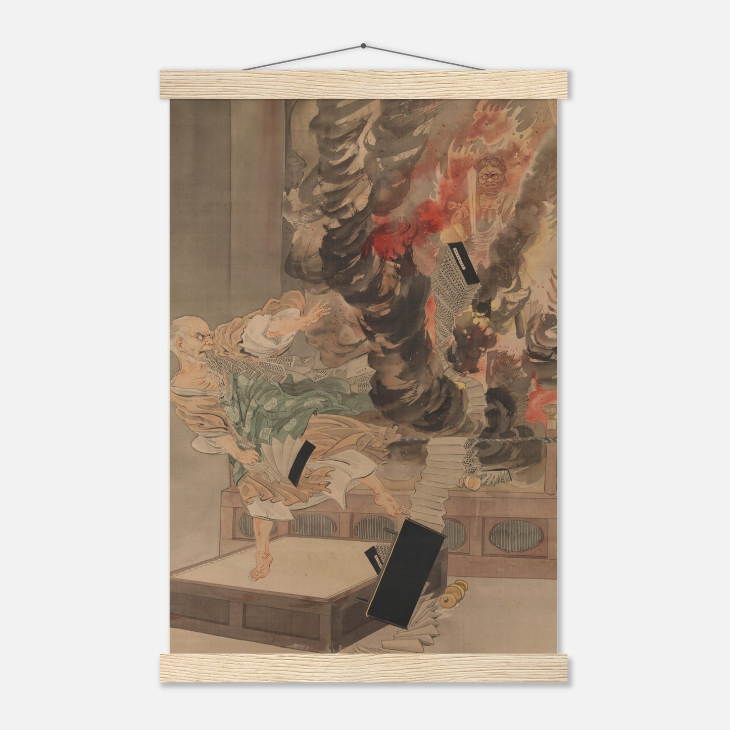 The Fury of Monk Raigo by kobayashi kiyochika - Museum Quality Matte Paper Poster with Hanger