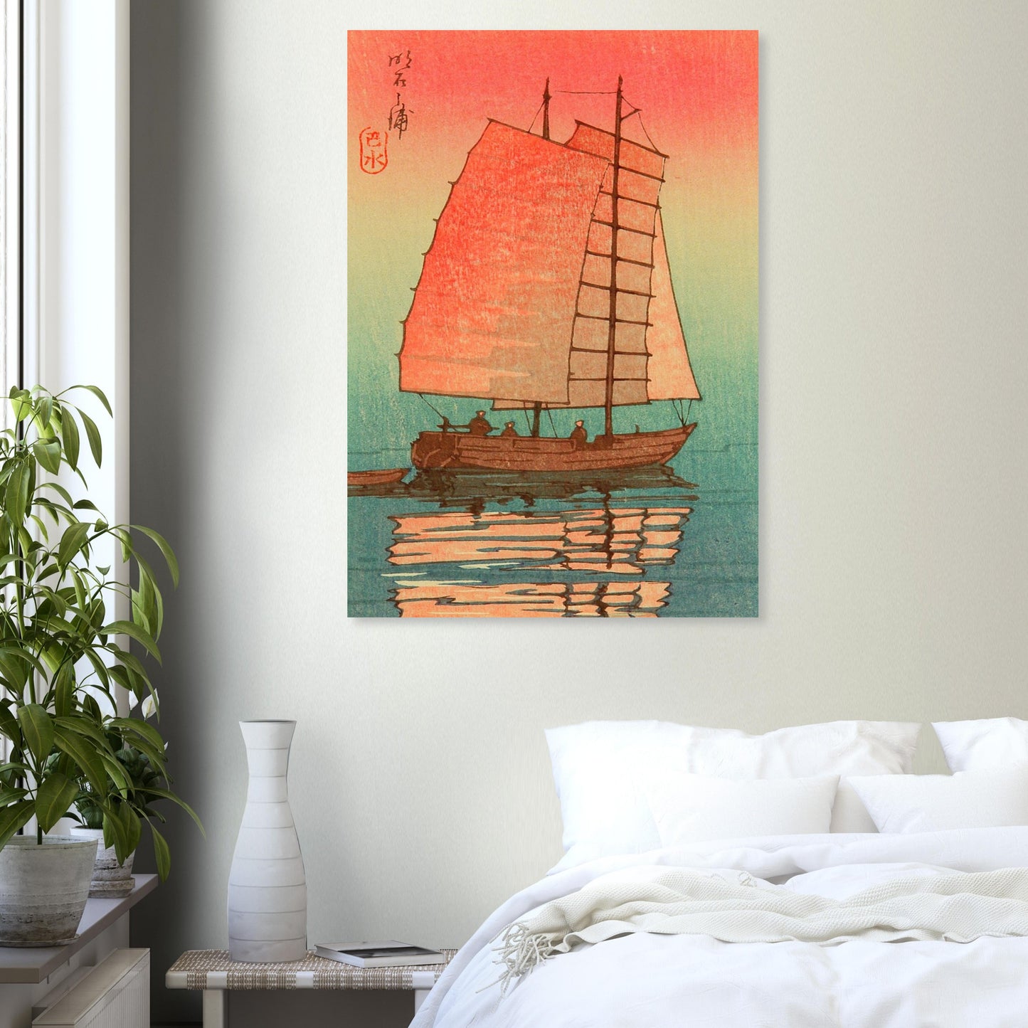 Sail Boat in Sunset Glow by Kawase Hasui - Premium Matte Paper Poster