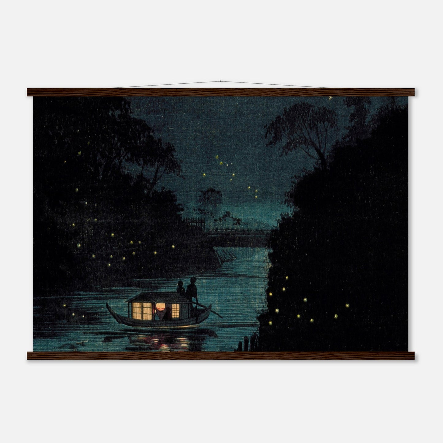 Fireflies at Ochanomizu by kobayashi kiyochika - Museum Quality Matte Paper Poster with Hanger