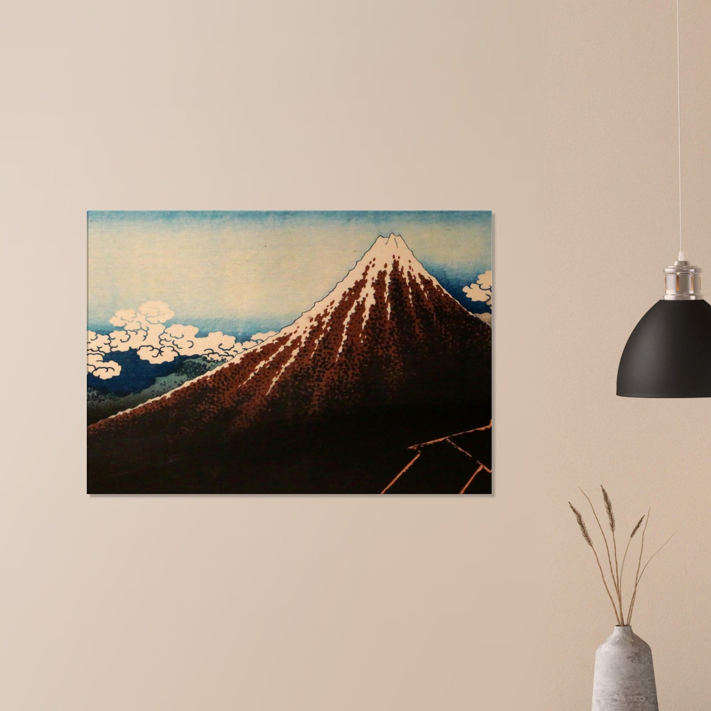 Thunderstorm Beneath the Summit by Katsushika Hokusai - Canvas Print