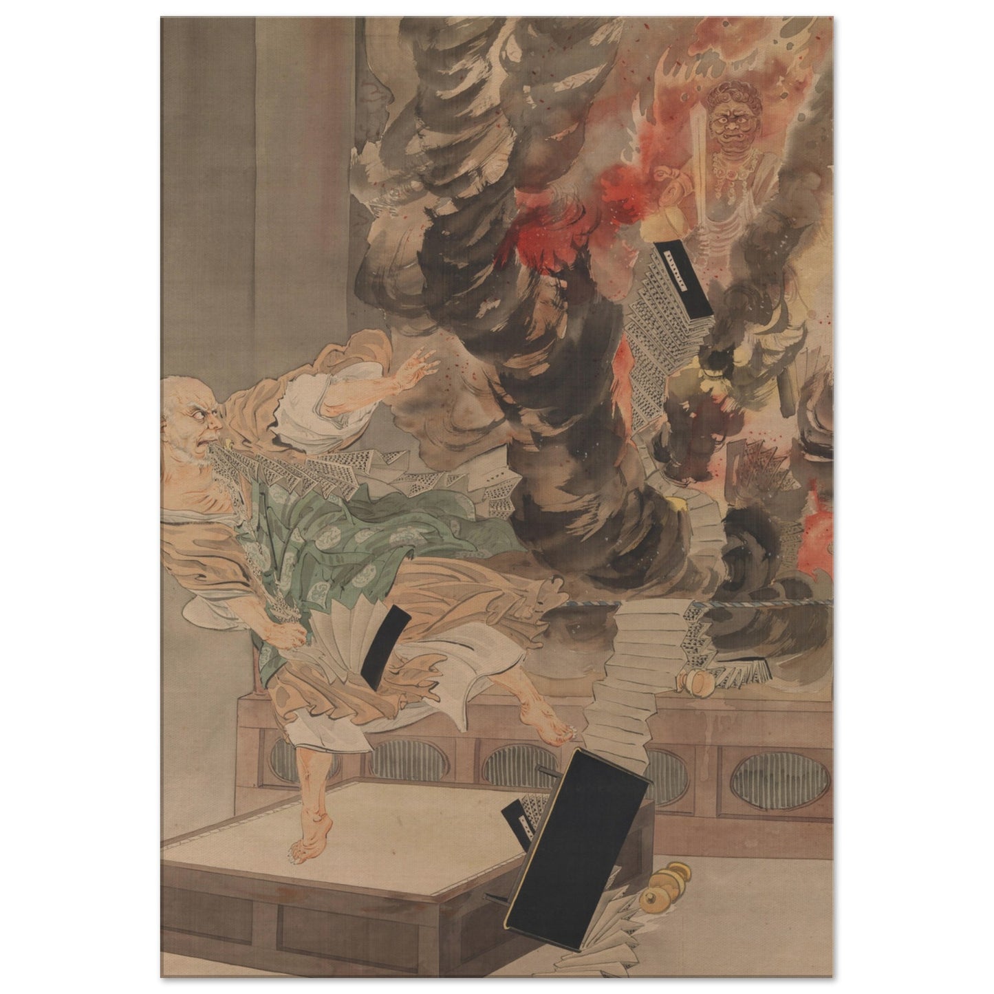 The Fury of Monk Raigo by kobayashi kiyochika - Canvas Print