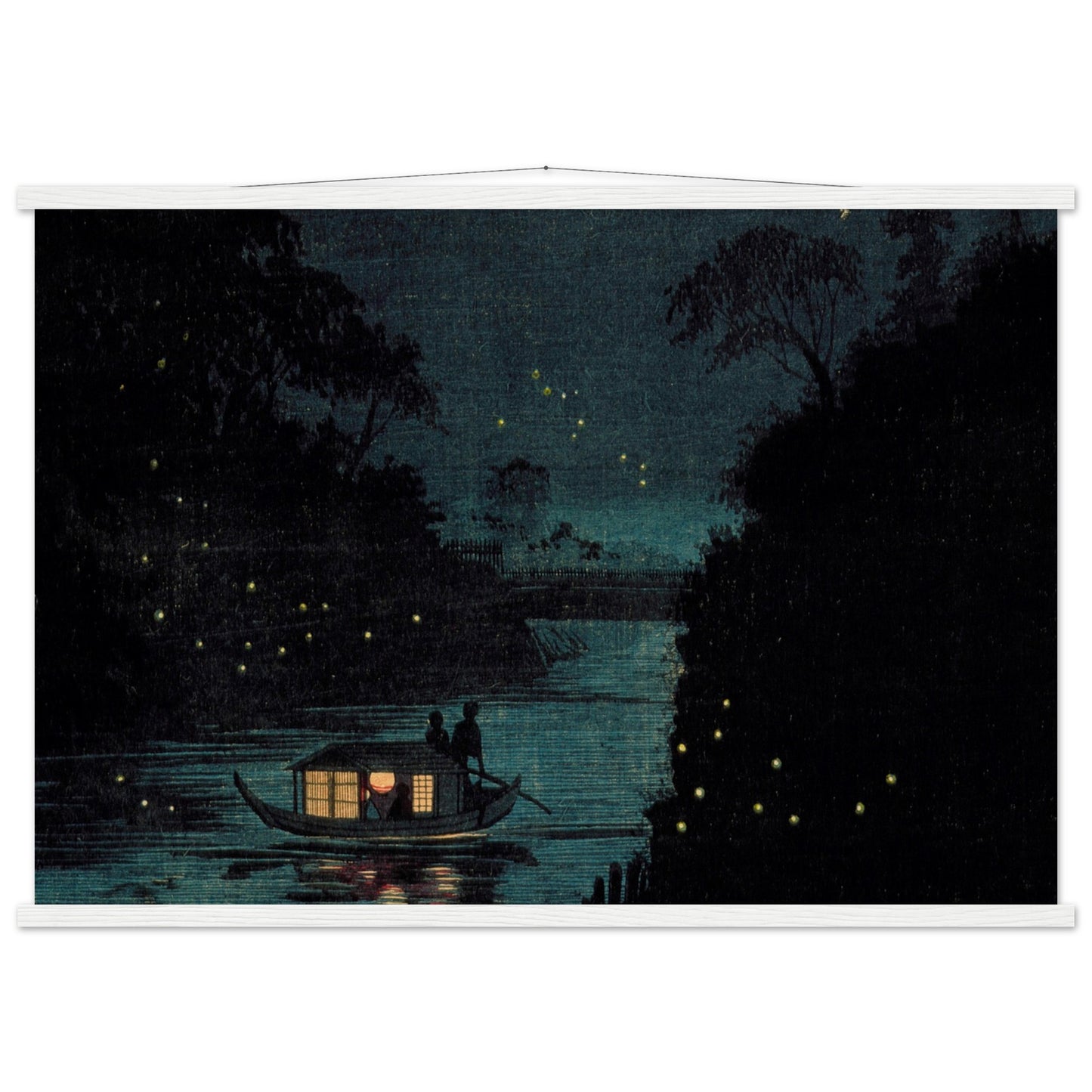 Fireflies at Ochanomizu by kobayashi kiyochika - Museum Quality Matte Paper Poster with Hanger