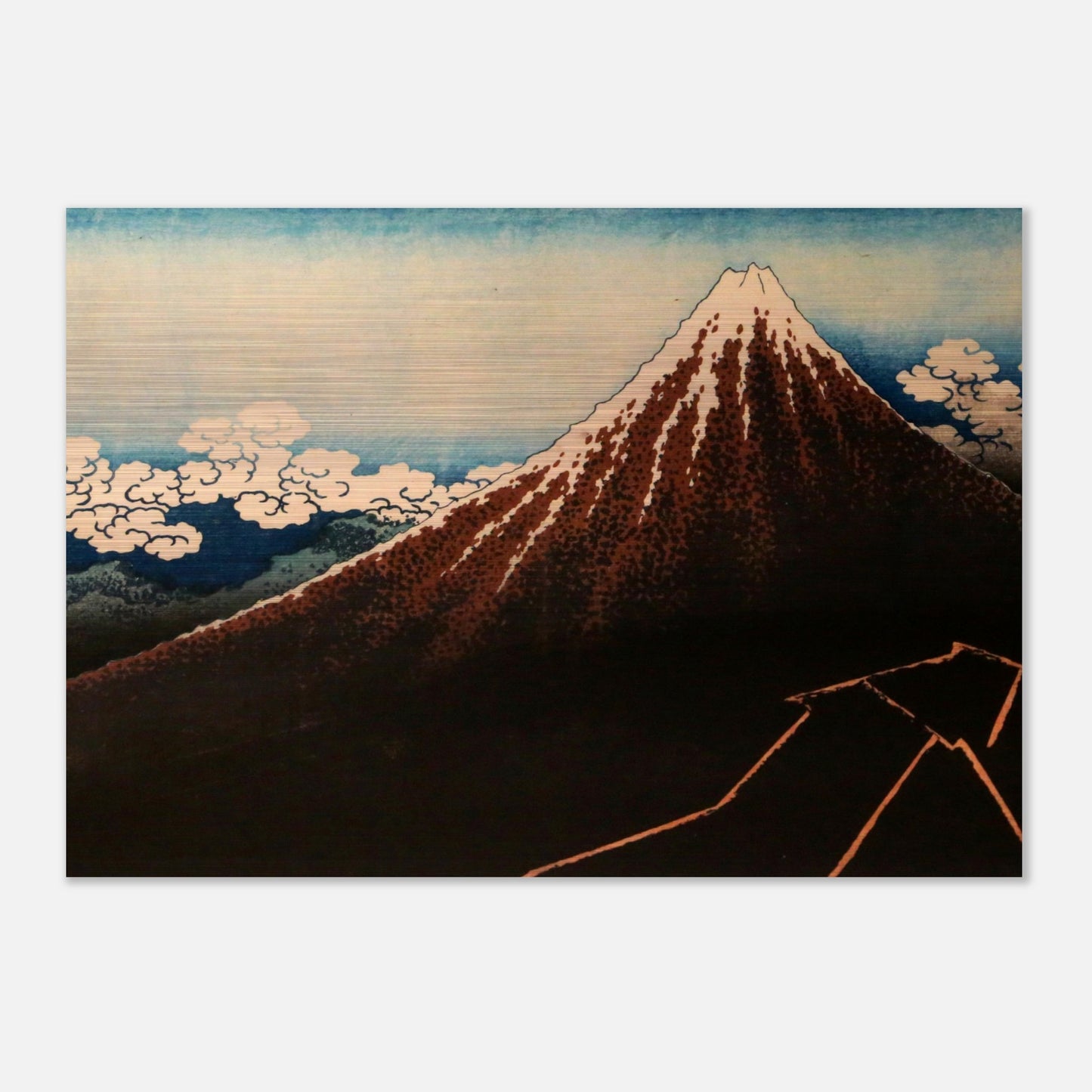 Thunderstorm Beneath the Summit by Katsushika Hokusai - Brushed Aluminum Print