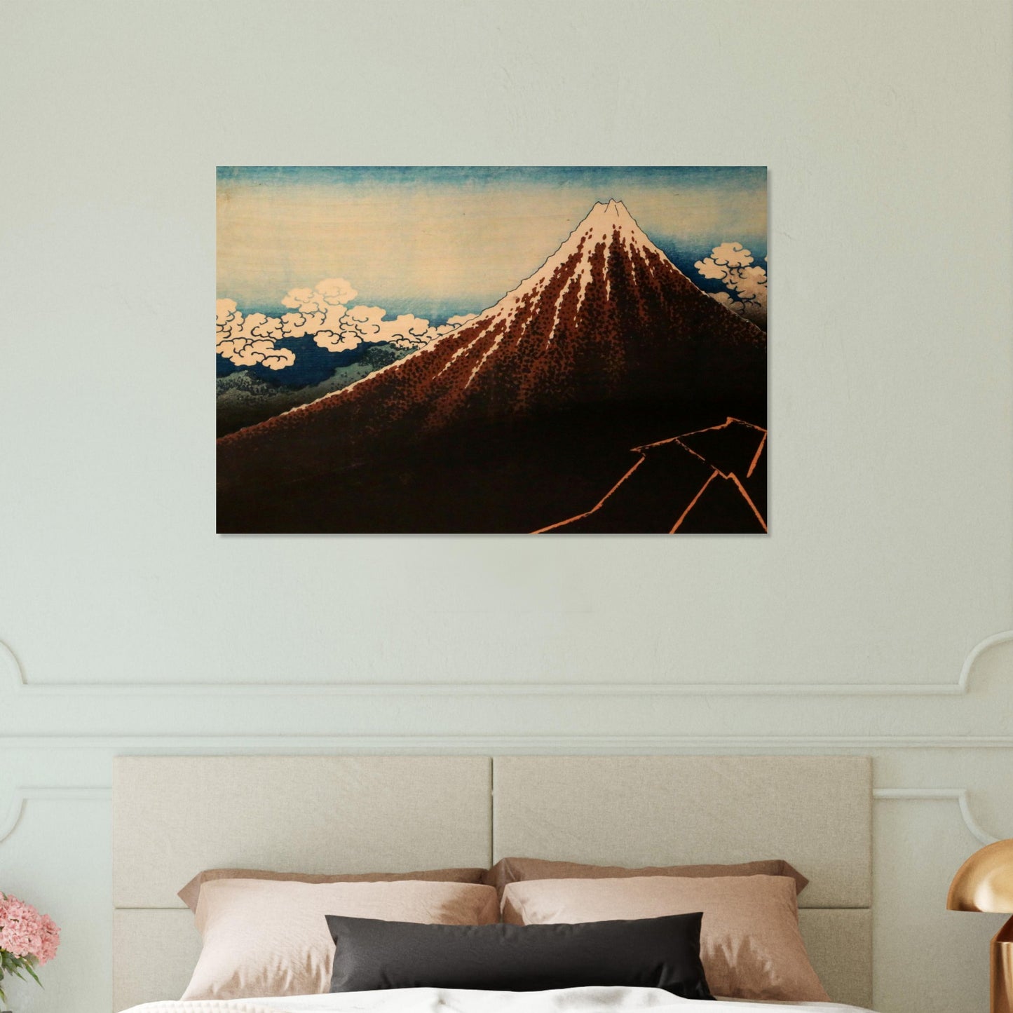 Thunderstorm Beneath the Summit by Katsushika Hokusai - Wood Print