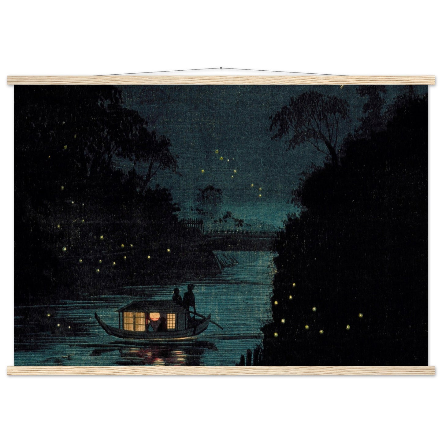 Fireflies at Ochanomizu by kobayashi kiyochika - Museum Quality Matte Paper Poster with Hanger