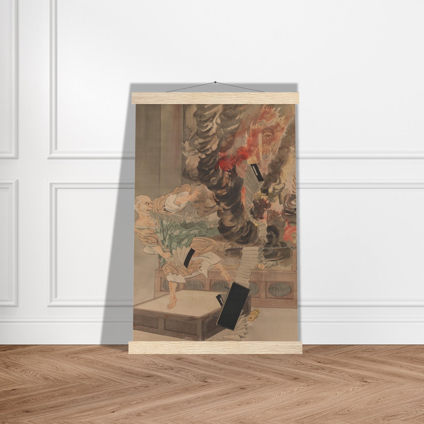 The Fury of Monk Raigo by kobayashi kiyochika - Museum Quality Matte Paper Poster with Hanger