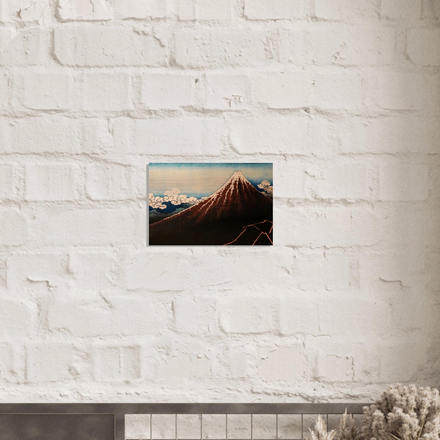 Thunderstorm Beneath the Summit by Katsushika Hokusai - Brushed Aluminum Print