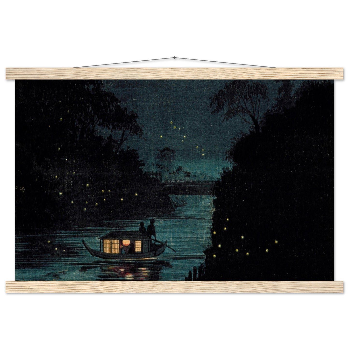 Fireflies at Ochanomizu by kobayashi kiyochika - Museum Quality Matte Paper Poster with Hanger