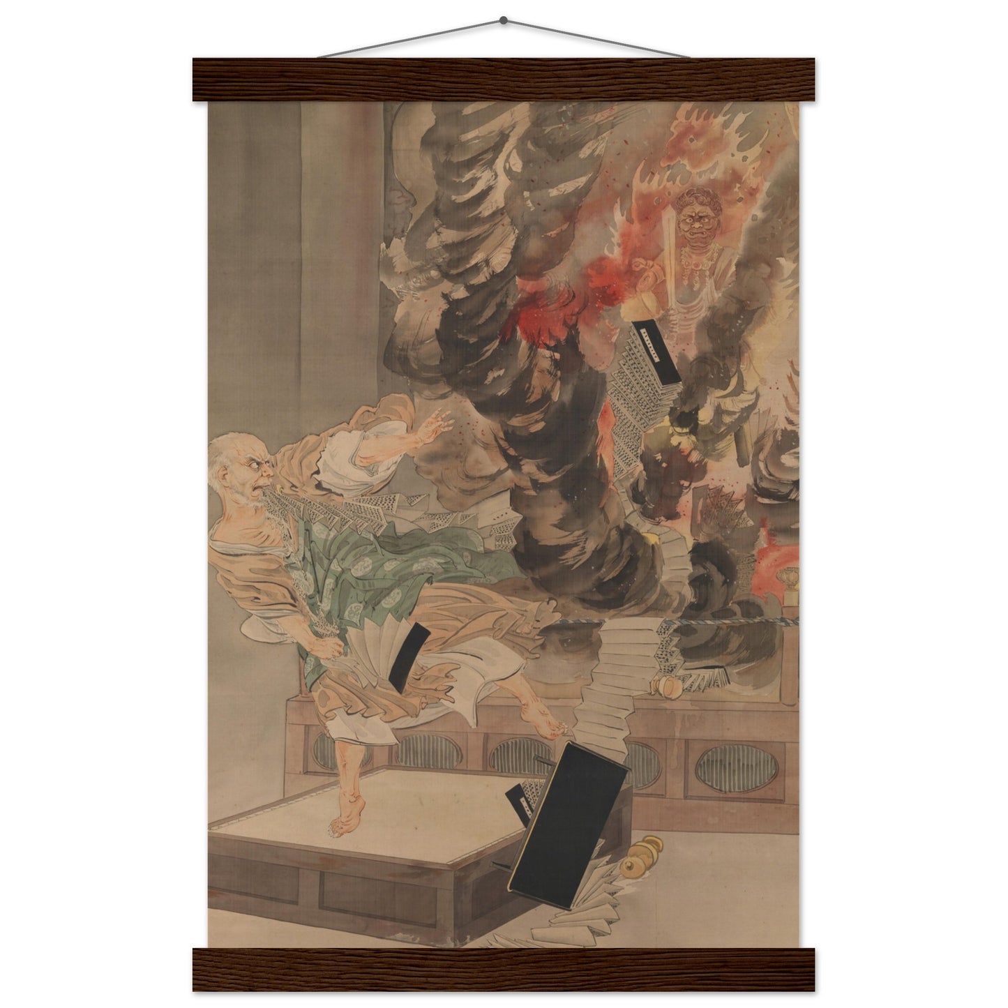 The Fury of Monk Raigo by kobayashi kiyochika - Museum Quality Matte Paper Poster with Hanger