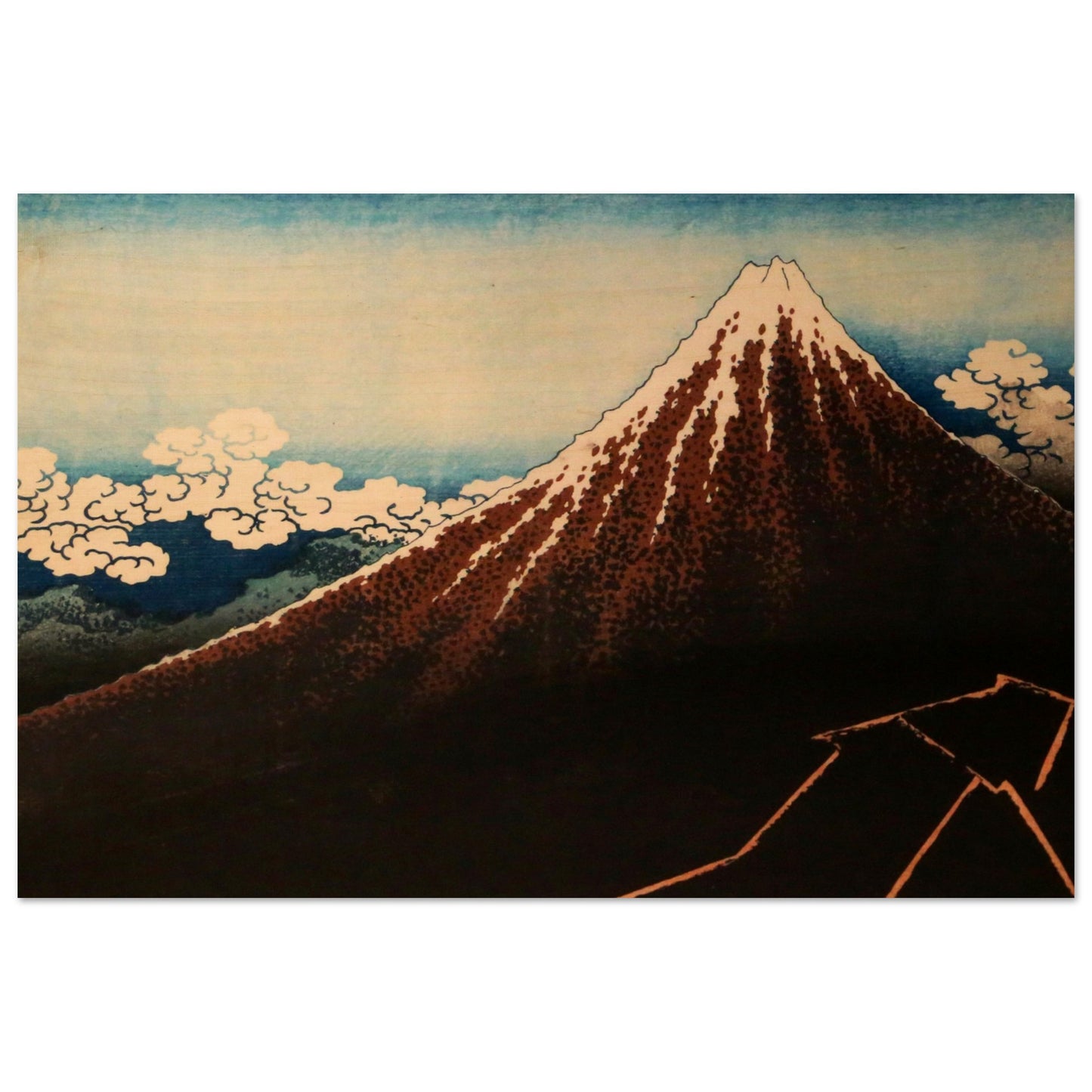 Thunderstorm Beneath the Summit by Katsushika Hokusai - Wood Print