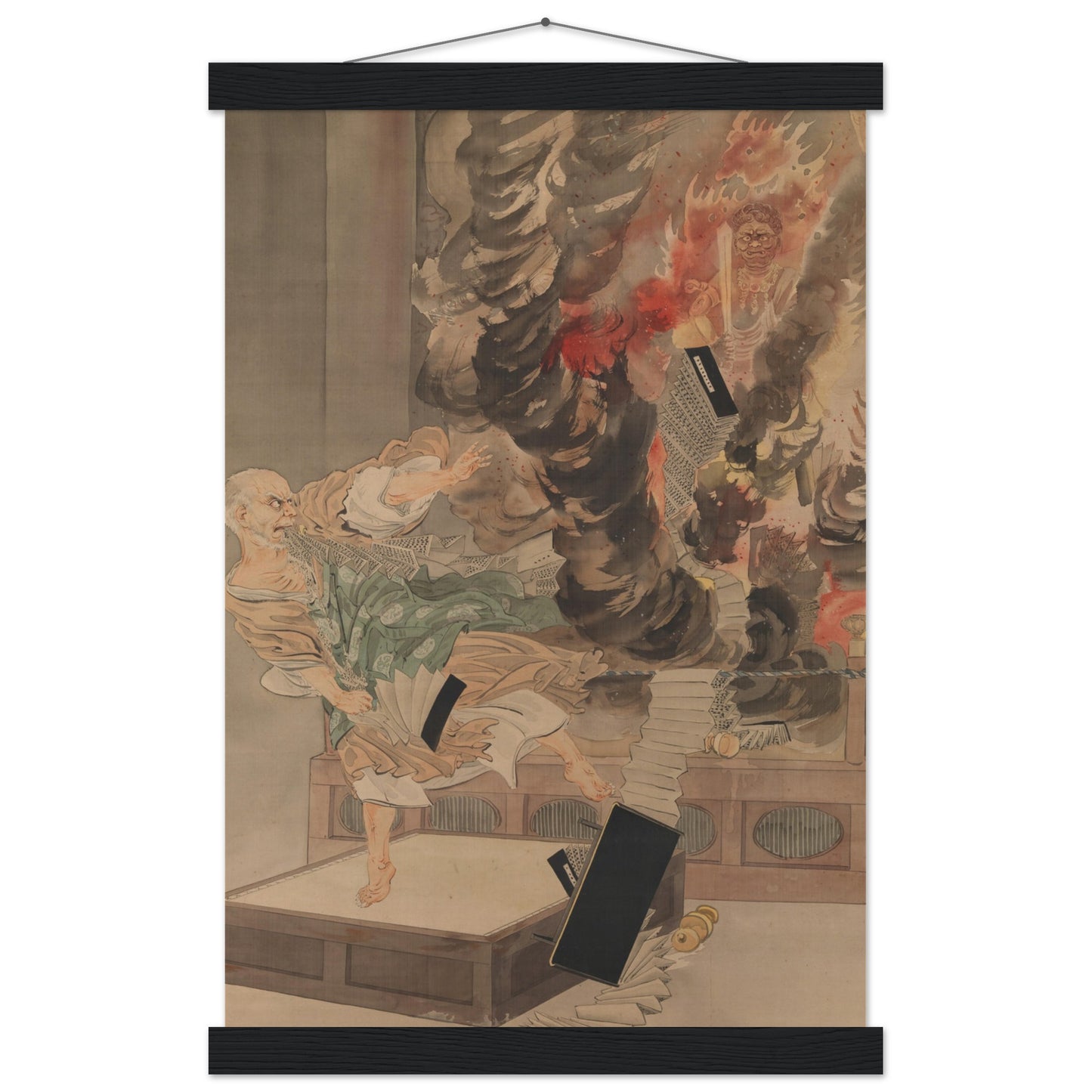 The Fury of Monk Raigo by kobayashi kiyochika - Museum Quality Matte Paper Poster with Hanger