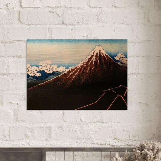 Thunderstorm Beneath the Summit by Katsushika Hokusai - Brushed Aluminum Print