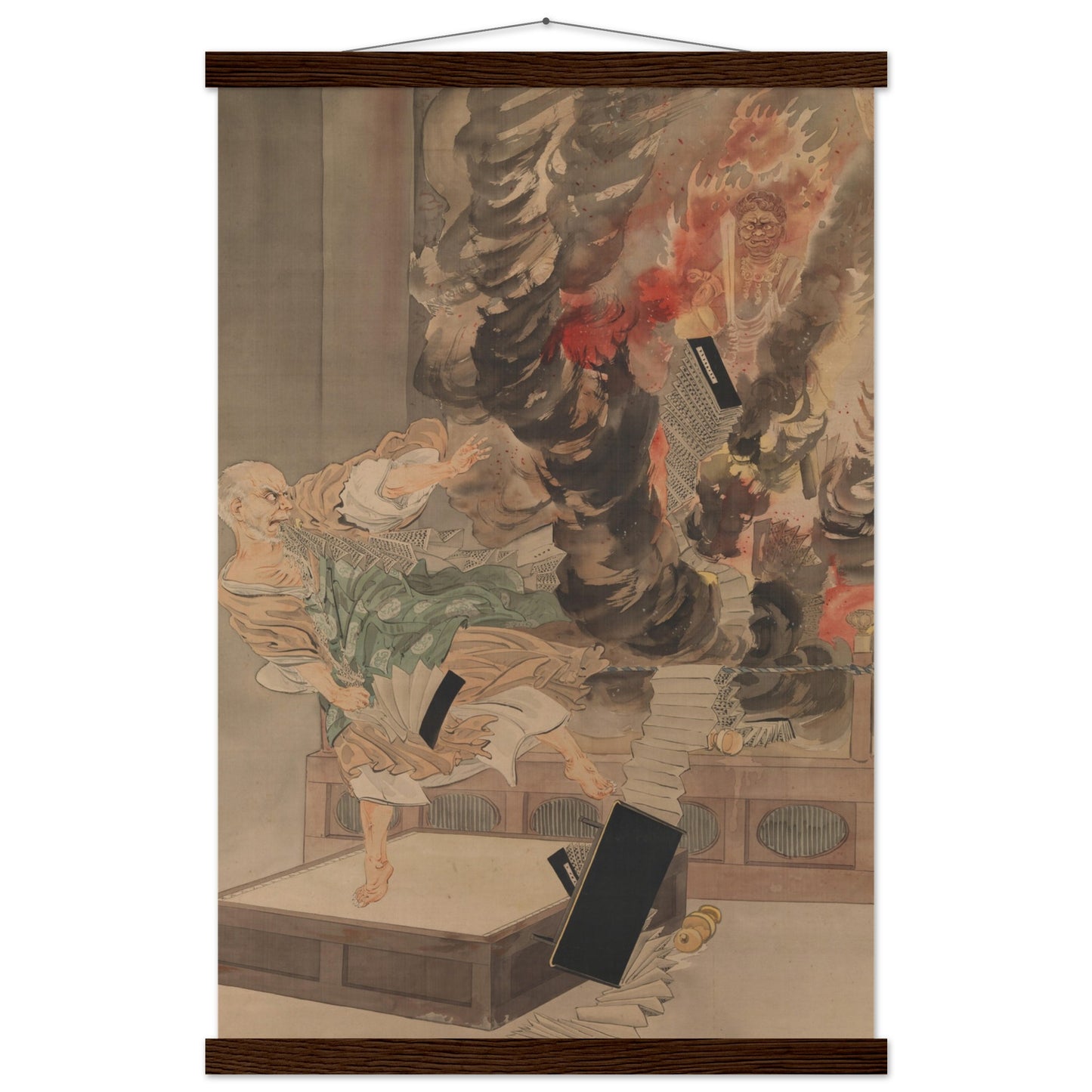 The Fury of Monk Raigo by kobayashi kiyochika - Museum Quality Matte Paper Poster with Hanger