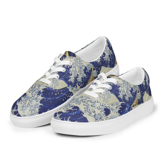 The Great Wave off Kanagawa - Men’s lace-up canvas shoes