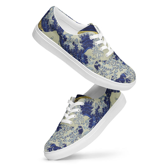 The Great Wave Off Kanagawa - Women’s lace-up canvas shoes